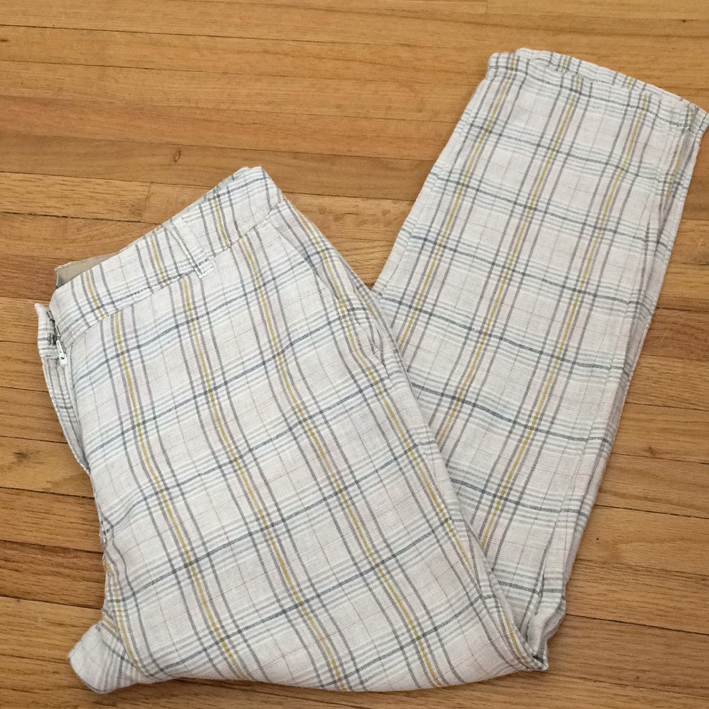 Boden light weight linen plaid ankle cropped - Picture 5 of 8